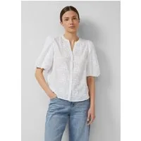 s.Oliver Kurzarmbluse Bluse Bluse mit 3D-Stickerei und Ballonärmeln