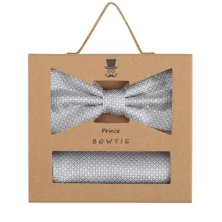 prince bowtie - Set Fliege+Tuch Micro silber - Gr. - OS