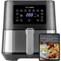 KLAMER Heißluftfritteuse XL 5,5l, Multifunktionale Heissluftfritteuse, ölfreie Fritteuse, 1700W Airfryer, 1700 W, LED Display, Antihaftkorb, Voreingestellte Kochprogramme, Cool-Touch