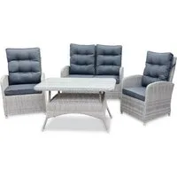 bellavista - Home&Garden® Gartenlounge-Set »Monte Carlo« Gartenmöbel Set Rattan Garnitur Outdoor Lounge Essgruppe, (Set, 4-tlg., für 4 Personen), grau, Polyrattan, für 4 Personen, wetterfest - Garten, Terrasse