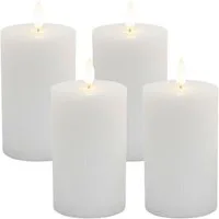 relaxdays LED-Kerze 4er Set 13 cm, Flammenlose LED-Kerzen mit flackernder Flamme, LED, warmweiß, weiß