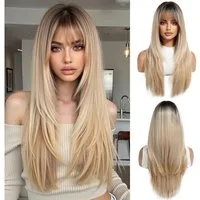 LuxusKollektion Kunsthaarperücke Perücke Ombre Blonde Pony Synthetikhaar Damen Ombre blond(6355-1)