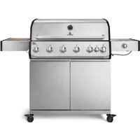 BURNHARD® Gasgrill 6-Brenner, 3,5 kW Edelstahl-Stabbrenner, Infrarot-Keramikbrenner, Heckbrenner, Seitenkochfeld, Edelstahlrost, große Grillfläche, Piezo-Zündung – Fat FRED Deluxe
