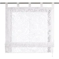 Delien Raffrollo Jessica, mit Schlaufen, Voile Uni mit Floral Ausbrenner