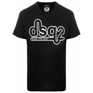 Dsquared2 Cigarette Fit Bubble DSQ2 Logo Schwarzes T-Shirt