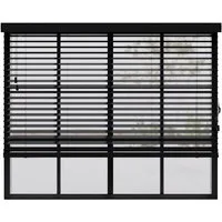Cocoon Home Jalousie Holzjalousie 50mm Lammelen, Holz Jalousie in Breiten von 50 bis 240 cm, Halterung, Bohren, Echtholz, Bohrmontage, Innenjalousie 50 x 130 - Schwarz