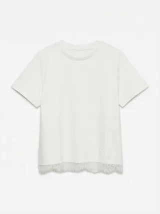 VERO MODA - VMSARA METTE LACE SS T-SHIRT JRS NOOS Snow White - Gr. - M