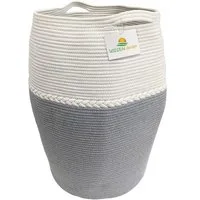 WIESEN.design Wäschekorb Jamila Ø46/39xH65cm 105L, 100% Baumwolle, Aufbewahrung geflochten, inkl. großem Waschsack und schwerem Wäschesack, gratis Versand