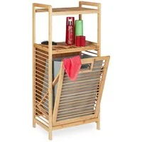 relaxdays Badregal Bambus Badregal mit Wäschekorb