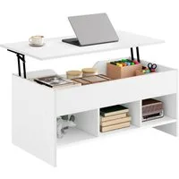 Woltu Couchtisch (1-St), mit Hebeplatte, höhenverstellbar ausziehbar, Lift-Top-Tisch weiß