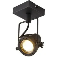 Qazqa LED Aufbaustrahler Suplux, ohne Leuchtmittel, Warmweiß, QAZQA Aufbau­spot, gu10, Schwarz, Stahl, Industrie