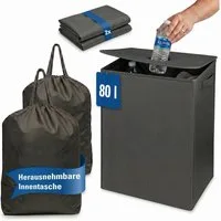 Lefeld Flaschensammler 80L Pfandflaschen Sammelbehälter, 2 herausnehmbare, waschbare Innentaschen