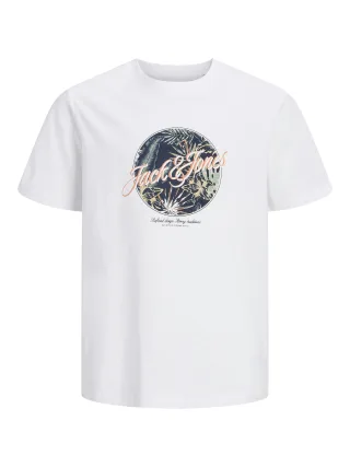 JACK&JONES - JJHONOLULU SHAPE TEE SS CREW NECK JNR Bright White - Gr. - 152