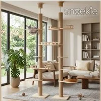 SNOEKIE Kratzbaum SNOEKIE deckenhoher Katzenkratzbaum 240–270 cm höhenverstellbar, 2,7 m deckenhoch, extra stabil inklusive Hängemulde, platzsparend
