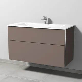 Sanipa 3way Glas-Set Glas-Waschtisch und Unterbau mit 2 Auszügen, Taupe-Matt BP2041T