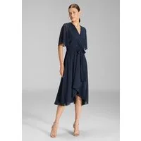 SWING Cocktailkleid - Chiffon Kleid in Wickel Optik mit Vokuhila Saum Taillierter Schnitt mit ausgestelltem Rockteil