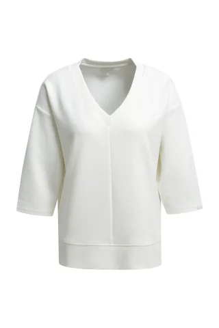 Milano Italy - v-neck sweatshirt 3/4 sleeve + slits offwhite - Gr. - XL