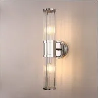LOHAS-LED Wandleuchte Zweiflammige Wandleuchte mit geriffeltem Glas, ohne Leuchtmittel, Moderne Wandlampe mit zwei E14-Fassungen