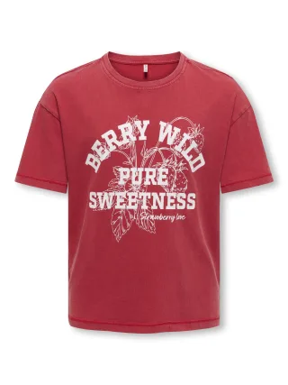 KIDS ONLY - KOGSARA LIFE SS PRINT WASHED TOP JRS Barbados Cherry - Gr. - 128