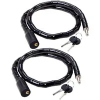 Diedrich Filmer GmbH Kabelschloss Set 2x Gliederschloss 90cm Schlüssel Schwarz, Schloss Fahrradschloss Panzerschloss für Fahrrad E-Bike Motorrad