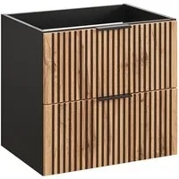 Lomadox Waschbeckenschrank XANTEN-56 anthrazit, Wotan Eiche Nb., Auszüge, Softclose, B/H/T: 60/57/46 cm