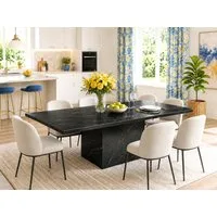 mukuhi Esstisch Esstisch 140x75x76 cm Marmoroptik modern 4-6 Personen