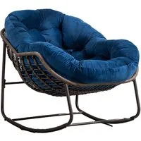 LVHOM Schaukelstuhl mit gepolstertem Kissen, Rattanstuhl mit Stahlrahmen, Lounge Sessel (Großformat B110.5xT94.5xH80cm,160kg Tragfähigkeit,Dicke Kissen, MEHRE FARBEN MEHRE OPTIONEN! Schaukelsessel umhüllendem Sitzgefühl & hoher Armlehne, 1 St), Balko