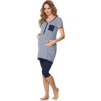 Bellivalini Umstandspyjama Damen Umstands Pyjama mit Stillfunktion BLV50-126 mit Brusttasche