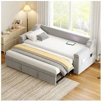 Flieks Daybett, Polsterbett Tagesbett 90/180x190cm mit Bluetooth USB Ausziehbett