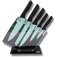 Starlyf Messer-Set Jade Knife Series + Stand (Set, 6-tlg., Einzeln oder mit Messerschärfer), Set aus 5 Messern mit Jadepulverbeschichtung und Messerständer