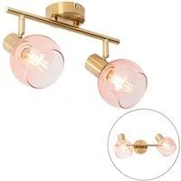 Qazqa LED Aufbaustrahler Vidro, Dimmbar, LED wechselbar, Extra-Warmweiß, QAZQA Aufbau­spot, e14, Rosa, Stahl, Art Deco