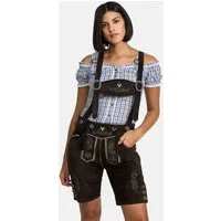 Steigenhöfer Manufaktur Trachtenlederhose Lederhose Damen Shorts - 100% Rindsleder - Kurze Hose für Frauen (Inklusive verstellbaren Trägern) Traditionelles Design - Mit Gürtelschlaufe - Dirndl Alternative