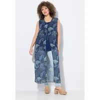 Ulla Popken Longbluse Longbluse Patchmuster A-Linie ärmellos