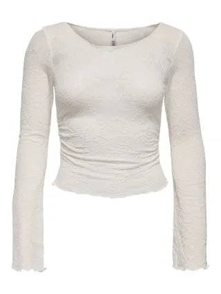 ONLY - ONLVINNIE L/S BOATNECK RUCHING TOP JRS Cloud Dancer - Gr. - M