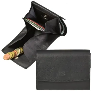 Geldbörse Herren Leder mit 2 Münzfächern und RFID Schutz | Leder schwarz | Esquire Portemonnaie Geldbeutel | Logo 0112-10