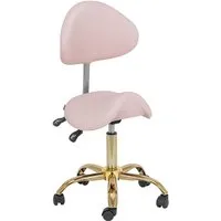 Physa Drehstuhl Sattelstuhl Sattelhocker mit Lehne Rollhocker Rosa/Golden, Zartrosa, Golden