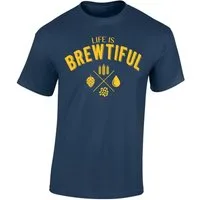 Baddery Print-Shirt "Life is Brewtiful" - Bier Geschenke für Männer - Bier T-Shirt, hochwertiger Siebdruck, aus Baumwolle