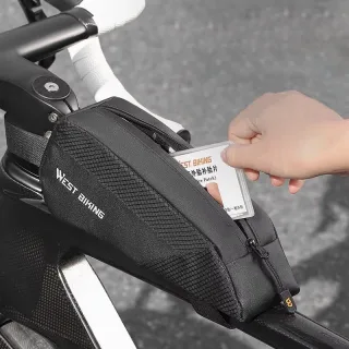 WEST BIKING 1L Bicycle Top Tube Bag Narrow Side Design Velcro Fastening Portable Zipper Storage Cycling Bag for MTB & Ro