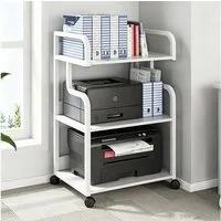 TUWENA Druckertisch Druckertisch, 3-stöckiger Metall Druckerständer 52 x 34 cm mit Rollen, Mobiler Druckwagen für Große Drucker für Arbeitszimmer Heimbüro Office