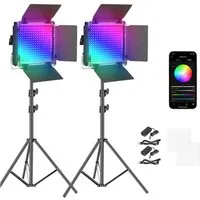 Neewer Videoleuchte RGB660 PRO II 2xLED Panel mit Stativ, 50W, App-Steuerung, Dimmbar, CRI97+, 360° Vollfarbe Videolicht für Studio Streaming Zoom Fotografie