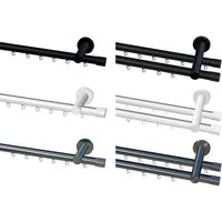 Garduna Gardinenstange Ø 20mm Innenlauf Komplettset inkl. X-Gleiter in Profilfarbe, 1-läufig, kürzbar, Metall, 2-lauf, 1-lauf, Gardinenstange, 20mm, Innenlauf, Gardinenschiene