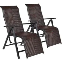 KOMFOTTEU Rattanstuhl Freizeitstuhl (2 St), Klappsessel aus PE-Rattan,verstellbarer Rückenlehne