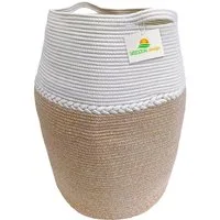 WIESEN.design Wäschekorb Jamila Ø46/39xH65cm 105L, 100% Baumwolle, Aufbewahrung geflochten, inkl. großem Waschsack und schwerem Wäschesack, gratis Versand