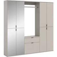 Home affaire Garderoben-Set TRONDHEIM, 5-teilig, Breite 183cm, individuell platzier- & erweiterbar, (Set, 4-St., bestehend aus: 2x Garderobenschrank breit & 3-tlgs. Zwischenbauelement), Garderobenschrank, Kleiderschrank, Schrankkombination, Garderobe