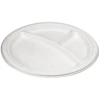 wisefood Einwegteller Bagasse Teller 3 Fach - 23cm (rund, weiß) -, (50 St)