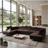 Muffo Ecksofa WILD Maxi U2 XXL Wohnlandschaft U-Form, mit Schlaffunktion und Bettkasten, verstellbare Kopfstützen