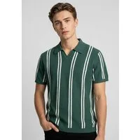 SUBLEVEL Poloshirt Strick-Poloshirt mit Streifen Vertikale Retro-Streifen, offener Polokragen