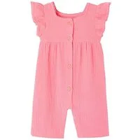 vertbaudet Jumpsuit Overall Baby Mädchen Musselin Volantärmel