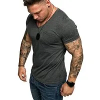 Amaci&Sons T-Shirt PATERSON Basic Oversize T-Shirt mit V-Ausschnitt Herren Vintage Basic Shirt mit V-Ausschnitt und Brusttasche