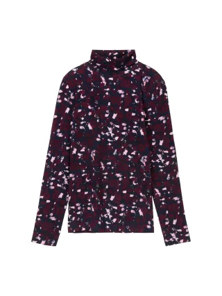 Tom Tailor - Longsleeve mit Rollkragen und Alloverprint berry autumn floral design - Gr. - M
